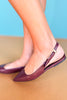 Burgundy Pointed Toe Slingback Flats