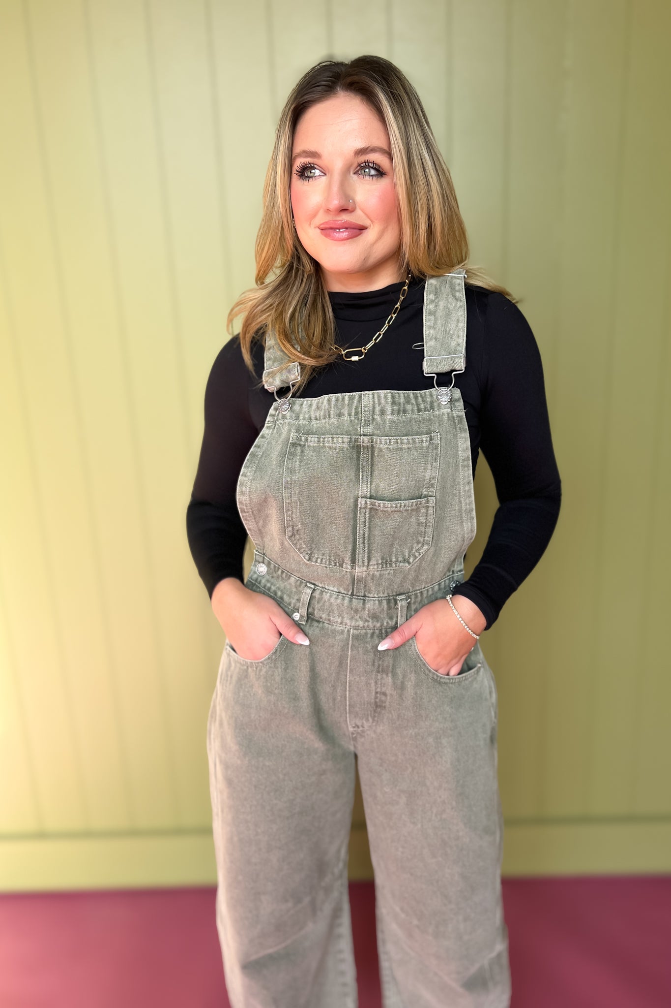 Olive Washed Barrel Overall Jumpsuit *FINAL SALE*