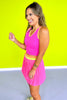 SSYS Pink Lime Orange Band Pleated Skort