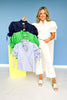 Green Ruffle V Neck Button Front Elastic Short Puff Sleeve Top, ssys by mallory fitzsimmons