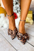 Animal Print Closed Toe Bow Detail Quarter Strap Heels
