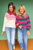 SSYS Evy Stripe Sweater In Hunter Pink