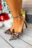 Animal Print Closed Toe Bow Detail Quarter Strap Heels