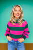 SSYS Evy Stripe Sweater In Hunter Pink