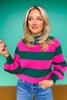 SSYS Evy Stripe Sweater In Hunter Pink