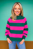 SSYS Evy Stripe Sweater In Hunter Pink