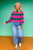 SSYS Evy Stripe Sweater In Hunter Pink