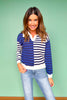SSYS Lyla Collared Stripe Sweater In Royal