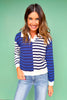 SSYS Lyla Collared Stripe Sweater In Royal