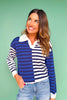 SSYS Lyla Collared Stripe Sweater In Royal