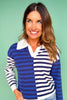 SSYS Lyla Collared Stripe Sweater In Royal