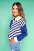 SSYS Lyla Collared Stripe Sweater In Royal