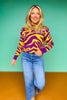 SSYS Jacey Animal Stripe Knit Sweater In Purple