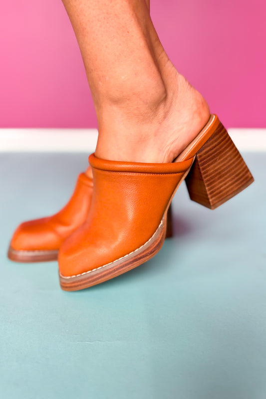 Camel Slip-On Heeled Mules *FINAL SALE*
