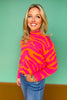SSYS Jacey Animal Stripe Knit Sweater In Hot Pink
