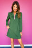 SSYS Zoey Long Sleeve Ruffle Collar Zip Scuba Dress In Hunter