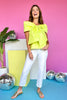 SSYS Jackie Bow Strapless Top In Lime, must have top, elevated piece, ssys exclusive, new arrivals, ssys by mallory fitzsmmons