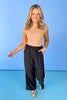 Black Embroidered Side Stripes Elastic Waist Track Pants *FINAL SALE*