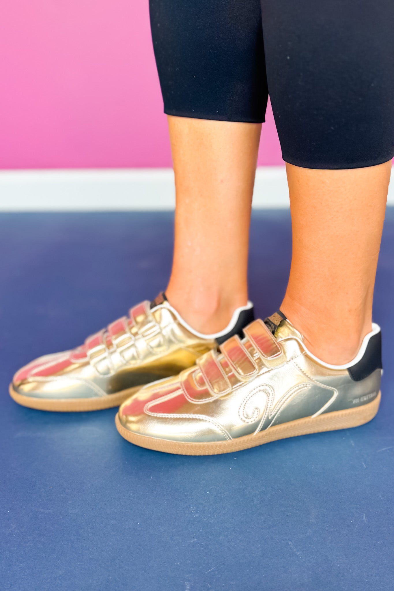 Vintage Havana Gold Metallic Strap Logo Sneakers