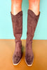 Dark Brown Suede Knee High Boots