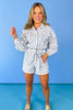 Blue Stripe Tie Waist Romper, button details, pockets, long sleeve, sophisticated, unique, spring outfit, stripe pattern, ssys by mallory fitzsimmons