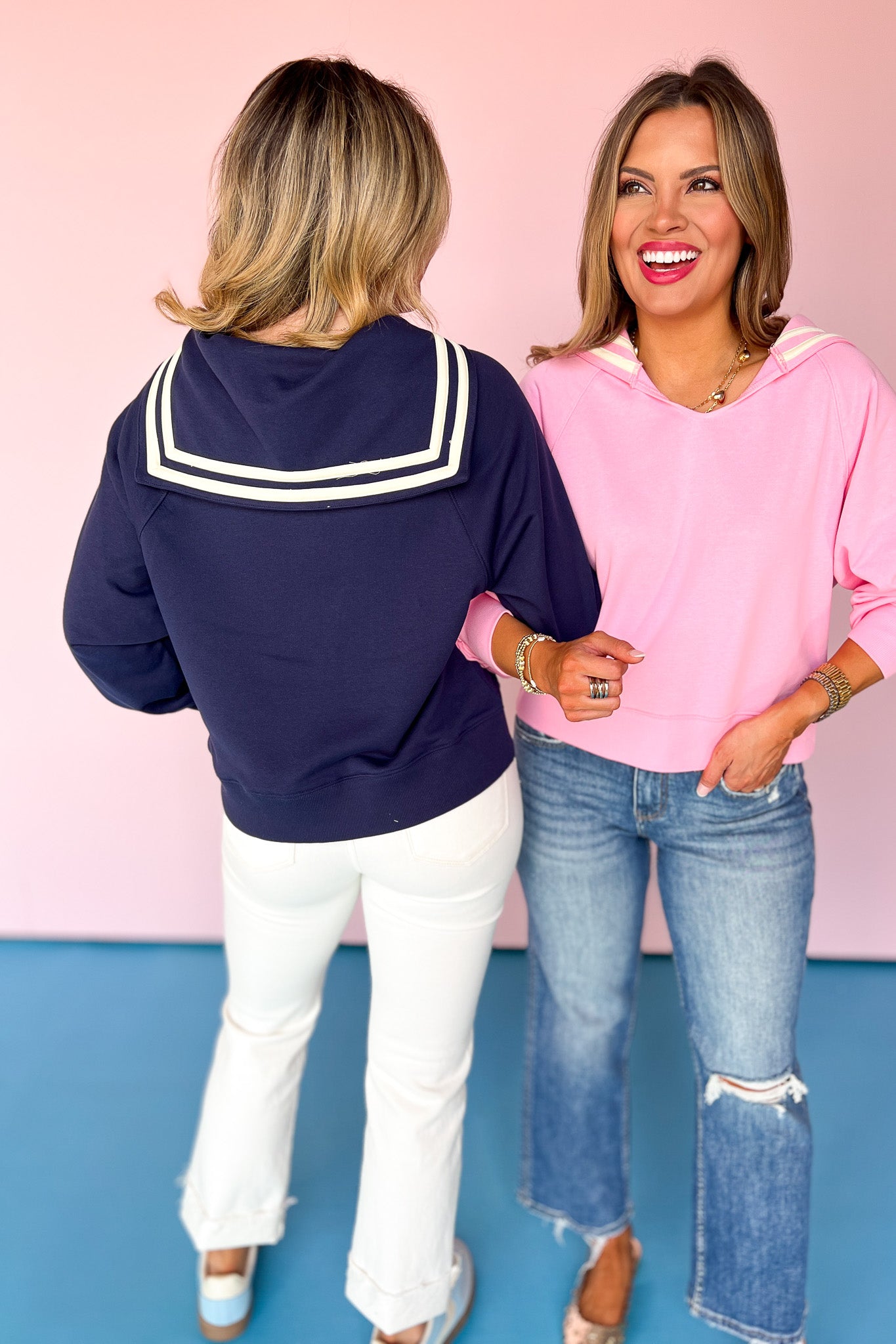 Navy Nautical Stripe Collar Sweatshirt Top *FINAL SALE*