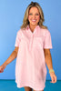 Pink Half Button Up Collar Front Pocket Short Sleeve Dress *FINAL SALE*, summer dress, spring dress, casual dress, comfortable, easy, versatile, ssys by mallory fitzsimmons