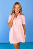 Pink Half Button Up Collar Front Pocket Short Sleeve Dress *FINAL SALE*, summer dress, spring dress, casual dress, comfortable, easy, versatile, ssys by mallory fitzsimmons
