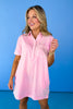 Pink Half Button Up Collar Front Pocket Short Sleeve Dress *FINAL SALE*, summer dress, spring dress, casual dress, comfortable, easy, versatile, ssys by mallory fitzsimmons