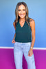 SSYS Signature Double Lined Sleeveless V Neck Tank Top In Hunter