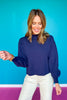 SSYS Merritt Mock Neck Sweater In Navy