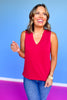 SSYS Signature Double Lined Sleeveless V Neck Tank Top In Cherry