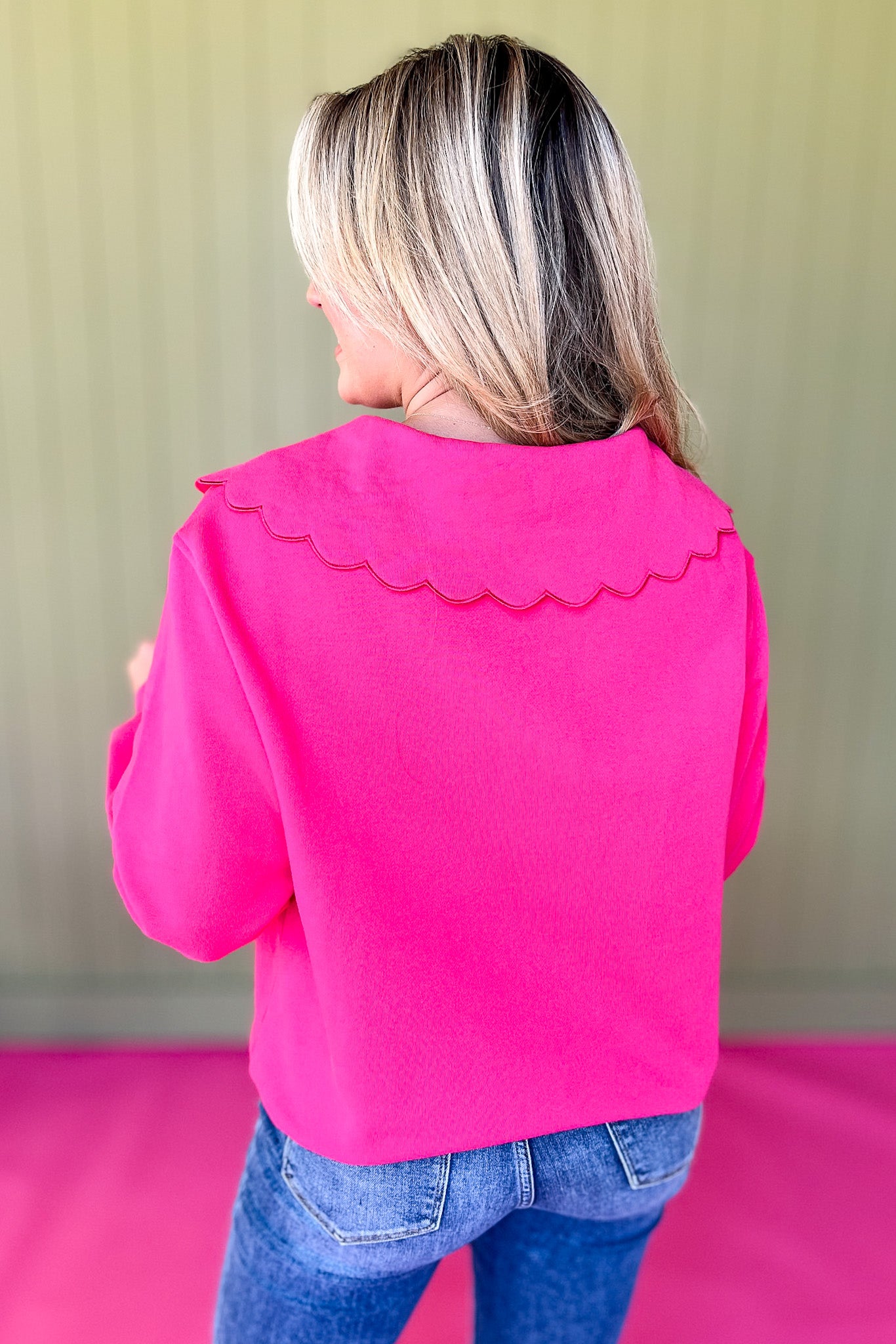 SSYS The Lucy Scallop Pullover In Pink