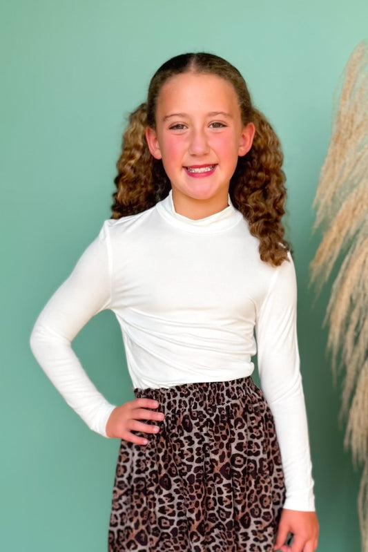 SSYS Kids Signature Long Sleeve Turtleneck In Ivory