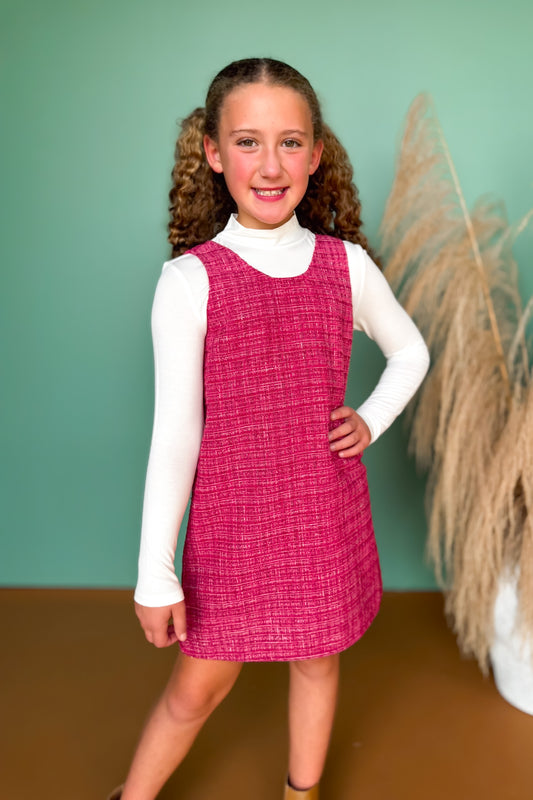 SSYS Kids Bitsy Tweed Jumper Dress In Pink