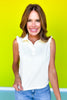 SSYS Mabel Sleeveless Ruffle Shoulder Polo Top In Ivory