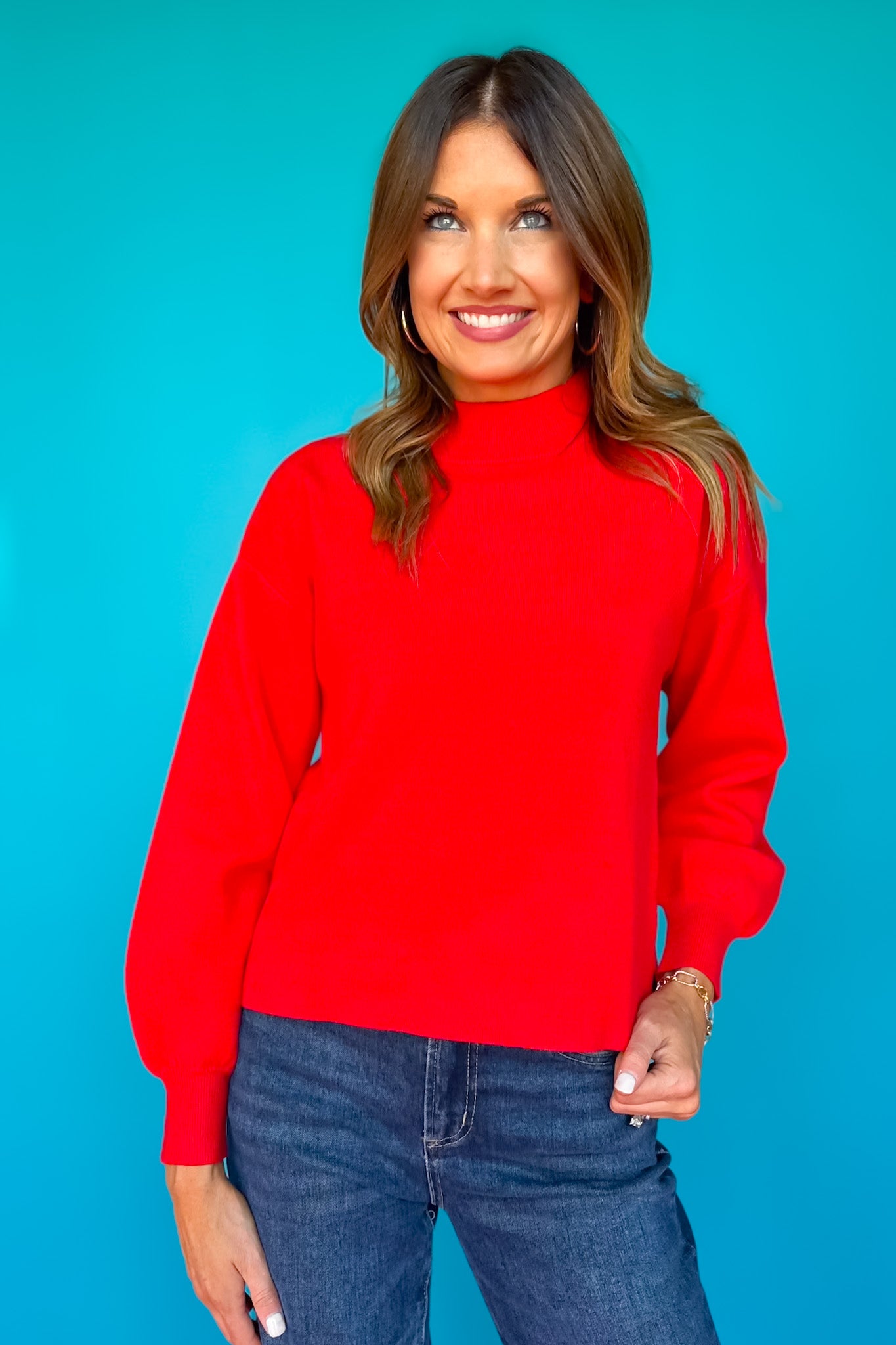 SSYS Merritt Mock Neck Sweater In Red