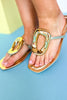 Gold Metallic Metal Hardware Sandals