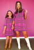 SSYS Kids Eleanor Knit Dress In Pink Plaid