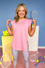 SSYS Ruffle Shoulder Air Top In Pink *FINAL SALE*