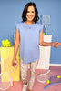 SSYS Ruffle Shoulder Air Top In Blue