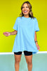 Sky Blue Drop Shoulder Raw Edge Detail Top *FINAL SALE*