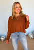 rust knit crew neck drop shoulder sweater, easy to wear, must have for fall, pair with denim, mom style, cozy and comfortable, shop style your senses by mallory fitzsimmons.