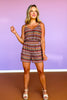 SSYS Delilah Crochet Romper In Brown Zigzag *FINAL SALE*