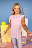SSYS Ruffle Shoulder Air Top In Lavender *FINAL SALE*