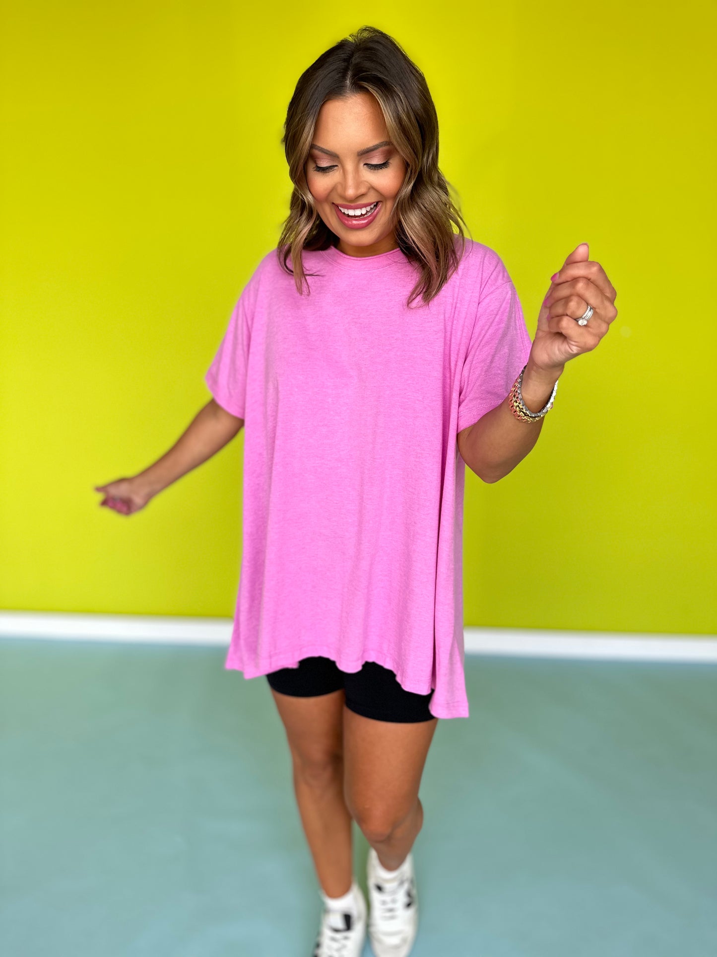 Fuchsia Drop Shoulder Raw Edge Detail Top *FINAL SALE*
