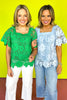 Blue Floral Lace Square Neck Scallop Hemline Top *FINAL SALE*
