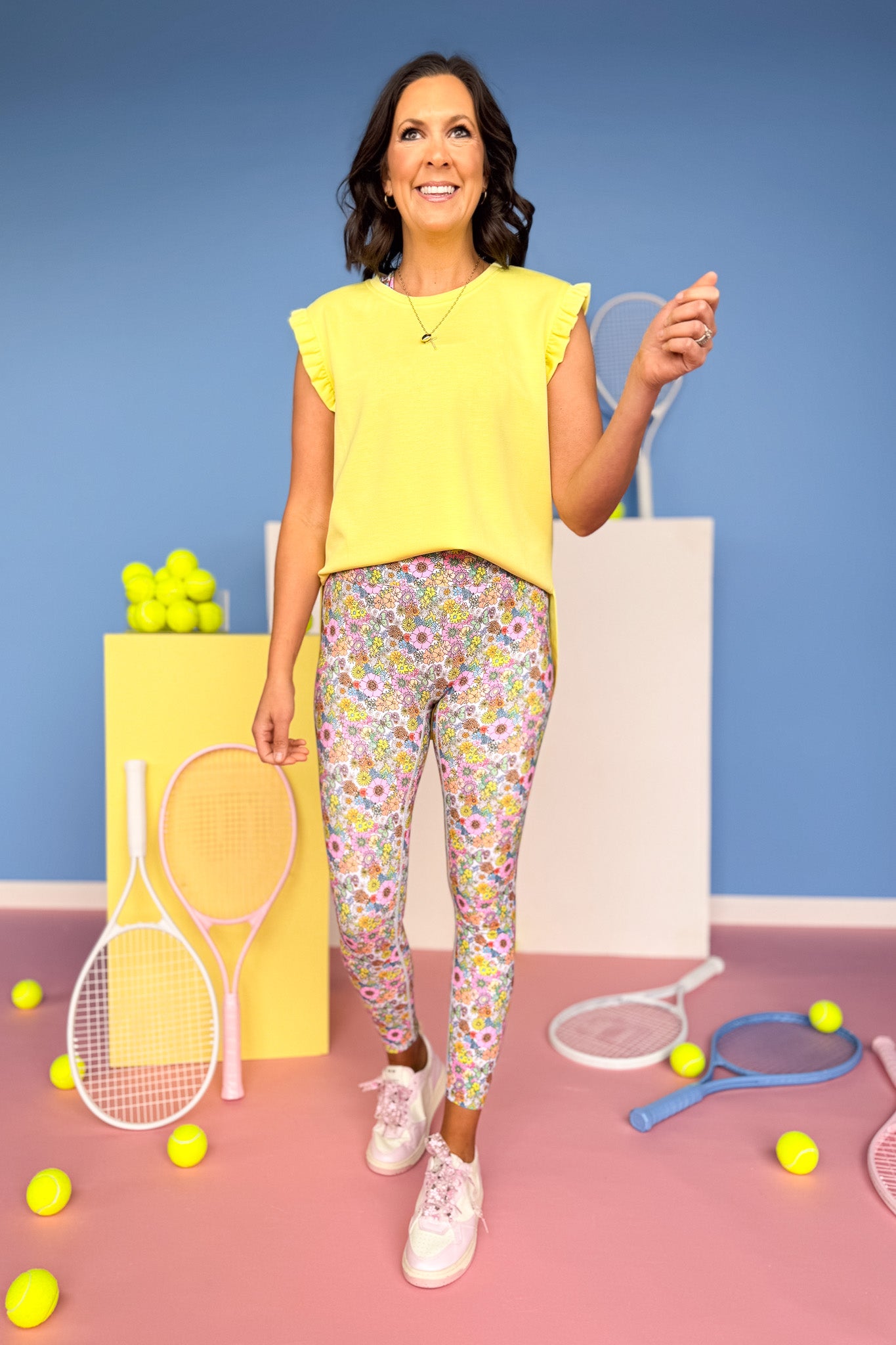SSYS Ruffle Shoulder Air Top In Light Yellow
