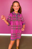 SSYS Kids Eleanor Knit Dress In Pink Plaid