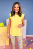 SSYS Ruffle Shoulder Air Top In Light Yellow